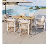 Complet ensemble table et six chaises jardin fer et rotin confortable robuste polyvalent pour tous v ENSEMBLE TABLE CHAISE DE JARDI