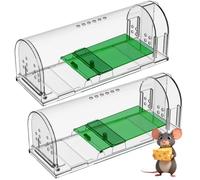 COMPOLICY 2PCS Piège à Souris Vivante, Piège à Rongeurs à Déclenchement Sensible pour Intérieur et Extérieur, Nasse à Souris Robuste & Réutilisable, Sûr pour Enfants et Animaux (2, Vertes)