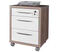Composad | Caisson de la Ligne Disegno avec 3 Tiroirs et roulettes, Commode Bureau sous Bureau, Dimensions (lxhxp) 48,60x63,10x45,20 cm, Couleur Chêne Sonoma et Blanc Laqué