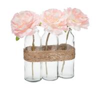 Composition Artificielle de 3 Roses dans 3 Vases en Verre liés par Une Corde - Atmosphera