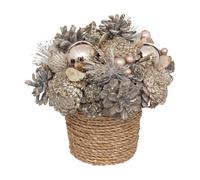 Composition Artificielle Terre de Rose 19cm Champagne