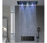 Composition de douche ciel de pluie led thermostatique noire Victoria