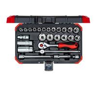 Composition de douilles - GEDORE RED - 3300053 - 26 pièces - Acier chrome-vanadium - Coffret plastique