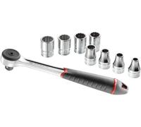 Composition de serrage 1/2 9 outils FACOM - S.4JE9PB - Ouvertures de 8 a 19 mm - Cliquet 5° - 8 douilles 12 pans