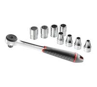 Composition de serrage 1/2"" 9 outils FACOM - S.4JE9PB - Ouvertures de 8 à 19 mm - Cliquet 5° - 8 douilles 12 pans