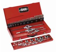 Composition d'outils à tarauder et fileter en coffret métallique SAM - CTF45