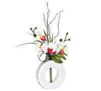 Composition Florale Artificielle d'orchidées avec Vase céramique H 44 cm - Atmosphera