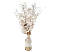 Composition Florale Artificielle Vase Verre et Osier H 50 cm - Atmosphera