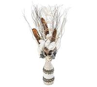 Atmosphera - Composition Florale Artificielle - Vase en Osier - H50 cm - Gris