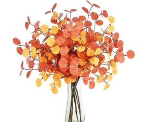 Composition florale d'automne artificielle avec des feuilles d'eucalyptus, 60 cm, décoration d'automne avec des fleurs artificielles