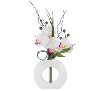Composition Florale d'Orchidées artificielles Vase Blanc en Céramique H 45 cm - Atmosphera
