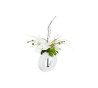- Composition florale vase blanc - Hauteur 44 cm - Orchidée fleur blanche