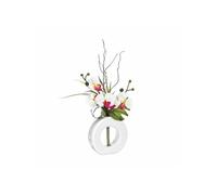 Composition florale vase blanc - Hauteur 44 cm - Orchidée fleur rose