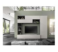 Composition murale TV - PRATO - Gris effet pierre - 277 x 40 x 210 cm