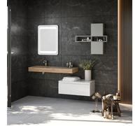 COMPOSITION SUSPENDUE POUR SALLE DE BAIN AVEC LAVABO HPL 100CM ET TIROIR 80CM | DIAMANTE