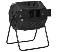 Composteur - 2 bacs - Capacité de 160 litres - Rotatif - Acier et plastique - 71 x 65 x 96 cm - Noir