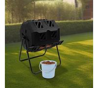 Composteur à double compartiment, composteur rotatif de 160 litres, bac de compostage, composteur à tambour, composteur pour déchets de cuisine et plantes, dimensions : 70 x 60 x 93 cm