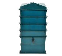 Composteur à vers à 4 compartiments en plastique HDPE vert 42 x 42 x 60 cm avec cônes pour engrais liquide organique, accessoires d'entretien de jardin pour déchets de cuisine et compostage efficace