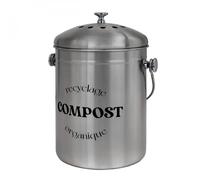 Composteur, bac, poubelle à compost de cuisine 5L rond en Inox - Gris - Linxor