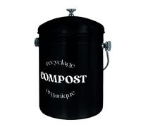 Linxor Poubelle à compost de cuisine 5 L ronde en inox – Noir