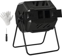 Composteur - Composteur à tambour - Double compartiment - Rotatif - 160 L - Cadre en acier - Noir
