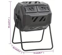 Composteur - Composteur de jardin - Conteneur pour déchets organiques - Bac à compost - Récipient à compost - Noir - Capacité de 160 litres
