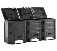 Composteur de 1200 litres, résistant aux intempéries, en plastique noir, pour le compostage des déchets organiques en jardin