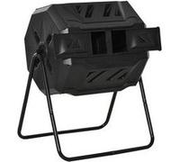 Outsunny Composteur de Jardin - bac à Compost pour déchets - Rotatif 360° - Double Chambre 160 L - Acier PP Noir