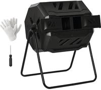Composteur de Jardin - bac š€ Compost pour dšŠchets - Rotatif 360¡ã - Double Chambre 160 L - Acier PP Noir