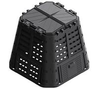 Composteur de jardin en plastique noir - 93,3 x 93,3 x 80 cm - Volume 480 l - Avec couvercle - Rabat et ventilation - Pour déchets biologiques, déchets de cuisine, déchets de jardin, pour la