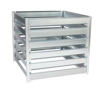 Composteur de Jardin Métal 704L TIMBELA M800 - Grand Composteur Extérieur en Acier Galvanisé 91 x 91 x H85 cm - Bac à Compost Stable et Résistant