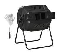 Outsunny Composteur de Jardin - bac à Compost pour déchets - Rotatif 360° - Double Chambre 160 L - Acier PP Noir