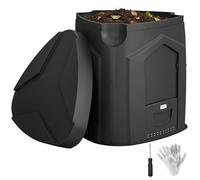 Composteur de jardin - Outsunny - triangulaire 3 Portes, 66 Aérations - fond ouvert - polypropylène - 240L - noir
