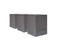 vidaXL Composteur de jardin 3 pcs. Marron 60x60x83cm 900 L plastique rotin
