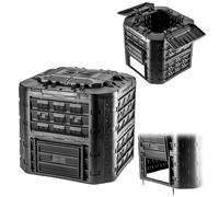 KADAX Composteur modulaire pour déchets de jardin, composteur de jardin en plastique, noir, 650L