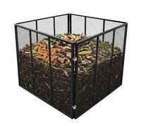 Composteur Relaxdays, métal, Jardin H x L x P 80 x 100 x 100 cm, 800 L, Feuilles, Acier galvanisé, Noir