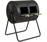 Composteur rotatif à tambour en PP et métal, composteur rapide rotatif à 360° avec 2 compartiments, composteur thermique avec 2 portes verrouillables, bac de compostage pour cuisine et jardin, 70 x 63
