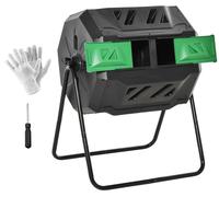 Composteur rotatif de 160 litres, système à double compartiment, idéal pour les déchets organiques et les déchets de jardin. Fabriqué en plastique robuste, conçu pour une utilisation en extérieur. Cou