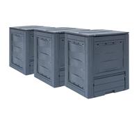 vidaXL Composteur de jardin 3 pcs. Gris 60 x 60 x 73 cm 780 L
