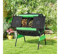 Compostier 200 L à double compartiment, sans BPA, avec fentes d'aération réglables, en plastique, vert | 94 x 67 x 98 cm | 14 kg