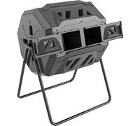 Compostier à double compartiment - Meilleure circulation de l'air - Compostier efficace - Couvercle pivotant pour le jardin - 160 L - Noir