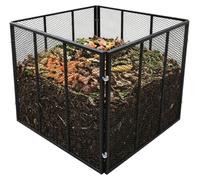 Compostier en métal Relaxdays, compostier biologique de jardin, dimensions : 80 x 100 x 100 cm, 800 litres, compostier à feuilles avec grille, acier, noir
