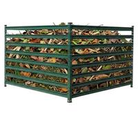 Compostier en métal Relaxdays, compostier biologique de jardin, dimensions : 90 x 120 x 120 cm, 1 296 litres, compostier à feuilles mortes, montants, acier, vert