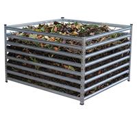Compostier en métal Relaxdays, compostier biologique de jardin, dimensions intérieures : 90 x 120 x 120 cm, 1 296 litres, compostier à feuilles, montants, acier, argent