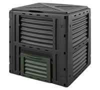 Compostier en plastique 80 x 80 cm, couleur anthracite - 450 litres - Compostier avec couvercle et trappe de vidange