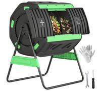 Compostier rotatif à double compartiment - 200 l - Sans BPA - Vert militaire