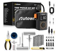 Compresseur À Air Portatif，AUTOWN 54pcs Kit Reparation Pneu Voiture avec Gonfleur Pneus Voiture Gonfleur Pneus Voiture Fil Mini Pompe Electrique Meche Pneu Crevaison Voiture Kit Anti Crevaison Voiture