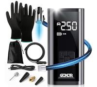 Compresseur à Air Portatif - Gonfleur Pneus Voiture Sans Fil, Kit Complet avec Gants, Batterie Puissante 6000mAh SUV, Moto, Trottinette Electrique,Vélo, Ballon, Gonflage Rapide, Facile D'utilisation