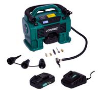 Compresseur sans fil 20V et prise allume-cigare 12V VPower - 2 Batteries 2.0Ah, chargeur de batterie et 8 accessoires inclus