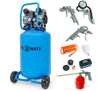 Compresseur à huile 50L HEXWELT 1500W 8 Bar 250 l/min kit pneumatique 5en1 bi-piston